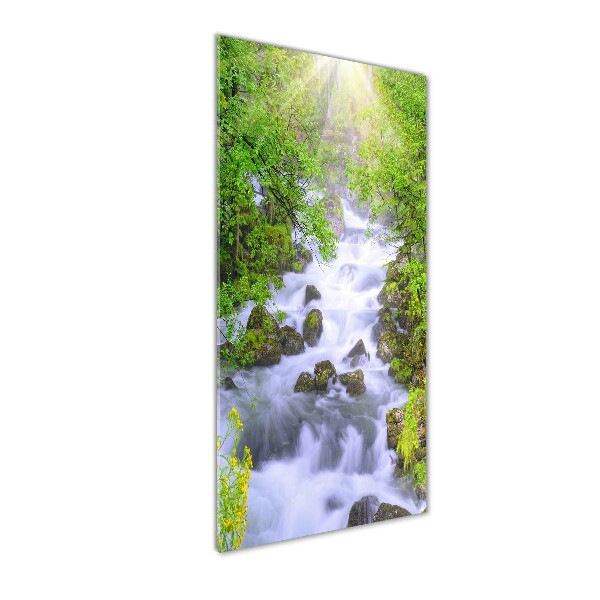 Cuadro de vidrio templado 4mm para pared vertical arroyo de montaña