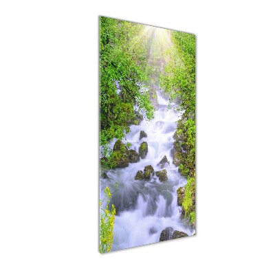 Cuadro de vidrio templado 4mm para pared vertical arroyo de montaña