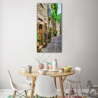 Cuadro de cristal moderno efecto brillo vertical Una calle con encanto