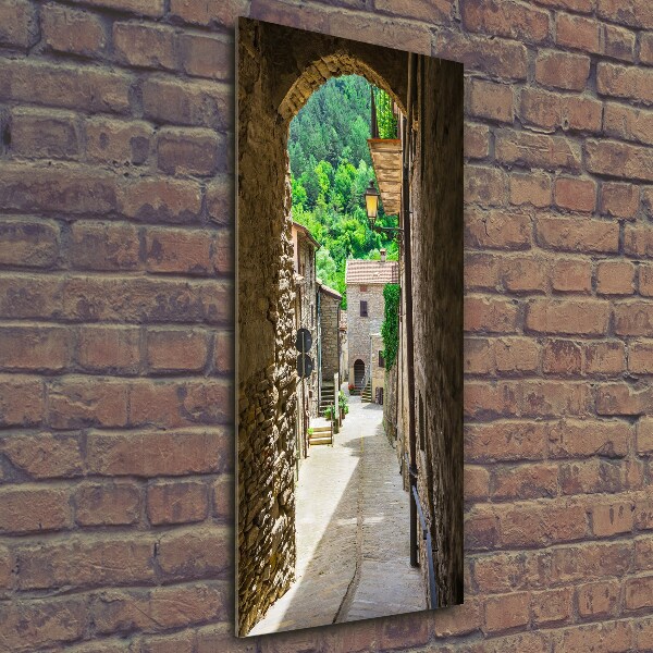 Cuadro decorativo en cristal con canto pulido vertical Una calle con encanto