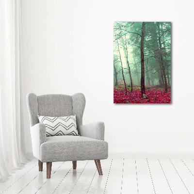 Fotocuadro de cristal elegante para hogar vertical Bosque en otoño