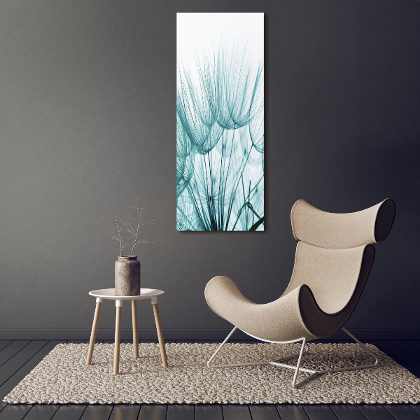 Fotocuadro de cristal elegante para hogar vertical semillas de diente de león