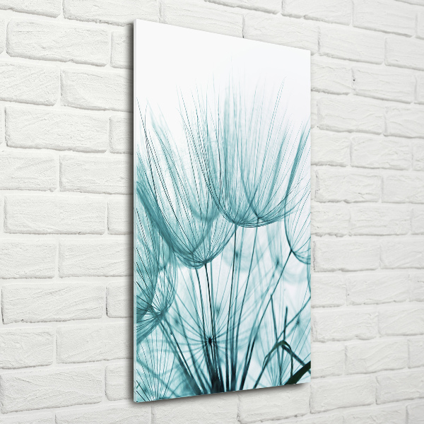 Fotocuadro de cristal elegante para hogar vertical semillas de diente de león