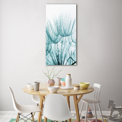 Fotocuadro de cristal elegante para hogar vertical semillas de diente de león