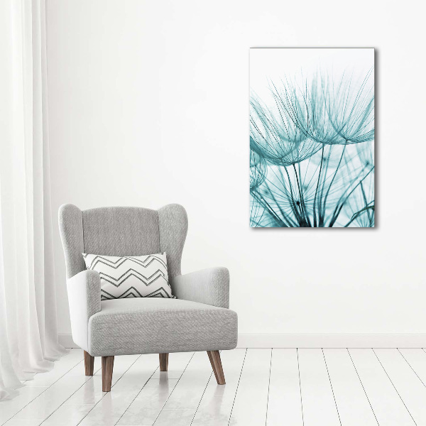 Fotocuadro de cristal elegante para hogar vertical semillas de diente de león