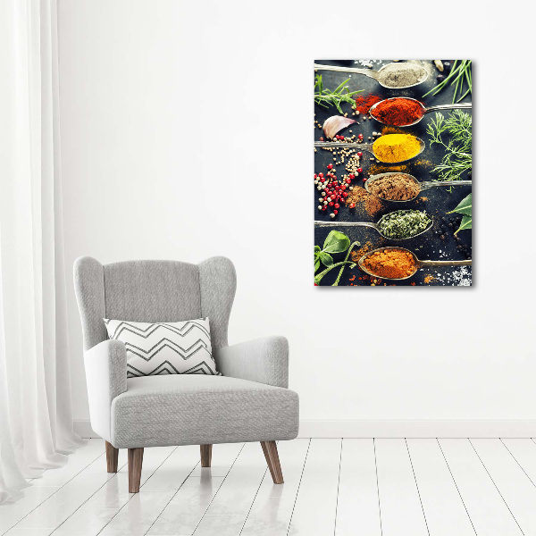 Fotocuadro de cristal elegante para hogar vertical Especias