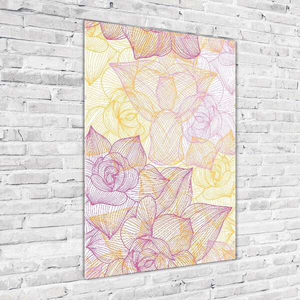 Cuadro de vidrio templado 4mm para pared vertical Flores