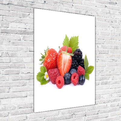 Cuadro de cristal moderno efecto brillo vertical Frutos del bosque