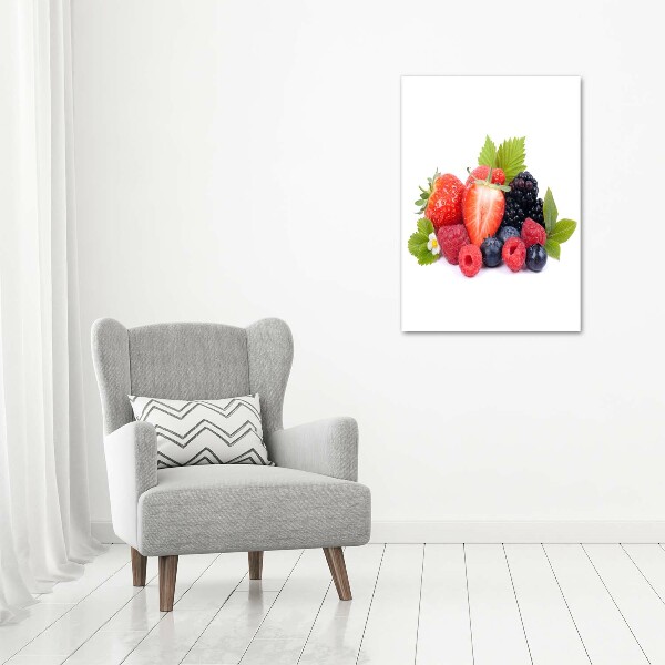 Cuadro de cristal moderno efecto brillo vertical Frutos del bosque