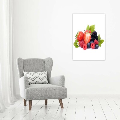 Cuadro de cristal moderno efecto brillo vertical Frutos del bosque
