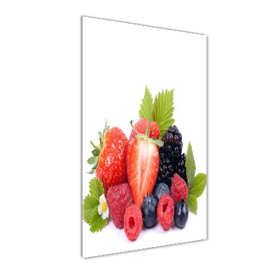 Cuadro de cristal moderno efecto brillo vertical Frutos del bosque