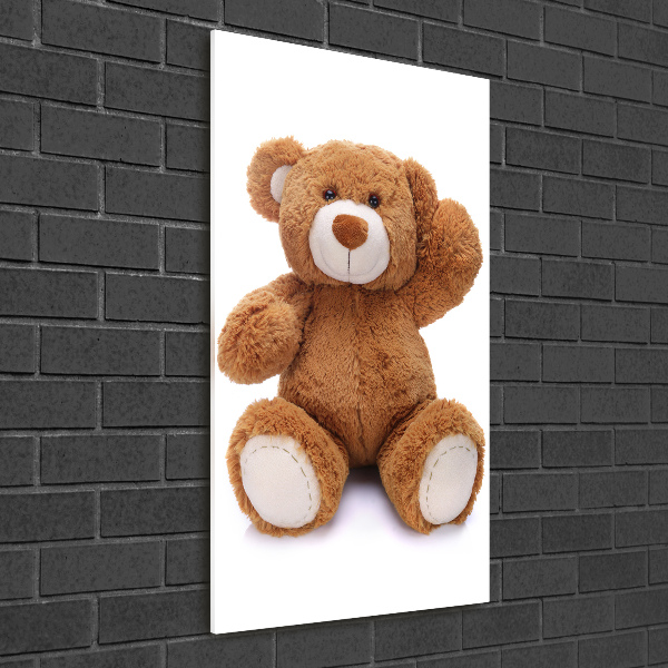 Cuadro decorativo en cristal con canto pulido vertical Oso de peluche