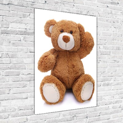 Cuadro decorativo en cristal con canto pulido vertical Oso de peluche