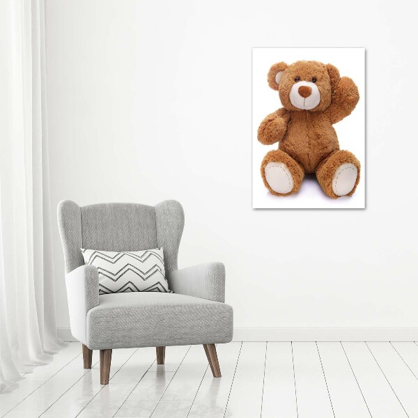Cuadro decorativo en cristal con canto pulido vertical Oso de peluche