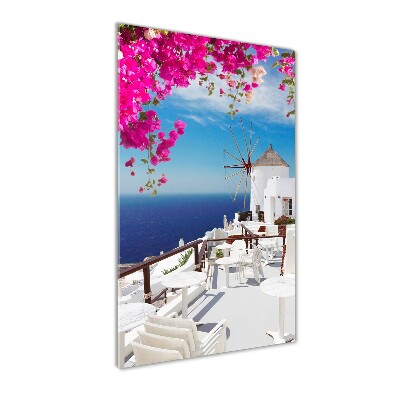Fotocuadro de cristal elegante para hogar vertical Santorini, Grecia