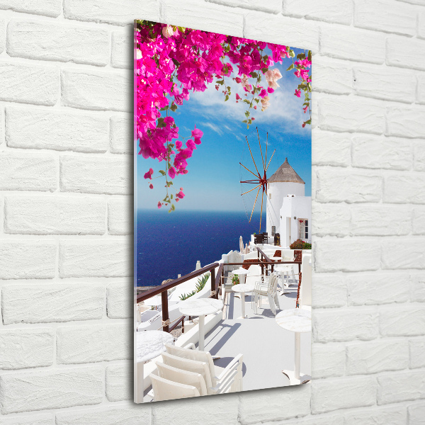 Fotocuadro de cristal elegante para hogar vertical Santorini, Grecia