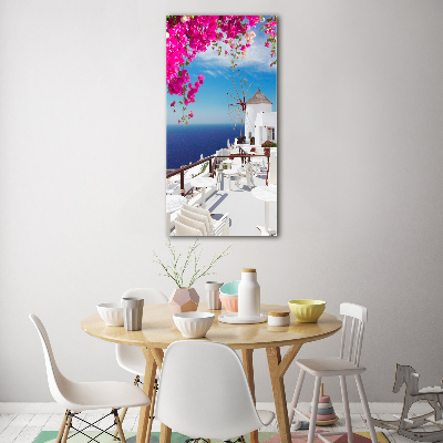 Fotocuadro de cristal elegante para hogar vertical Santorini, Grecia