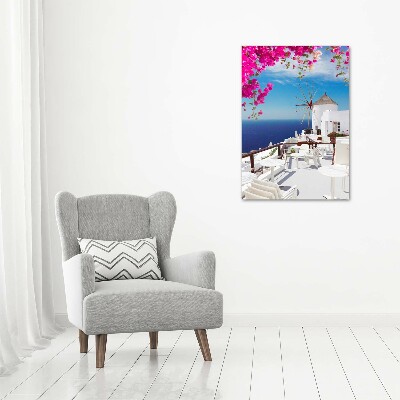 Fotocuadro de cristal elegante para hogar vertical Santorini, Grecia