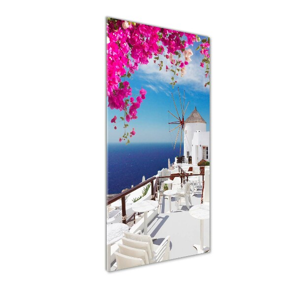 Fotocuadro de cristal elegante para hogar vertical Santorini, Grecia
