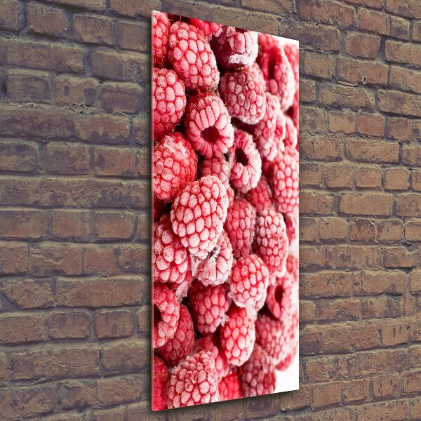 Cuadro decorativo en cristal con canto pulido vertical Frambuesas