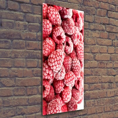 Cuadro decorativo en cristal con canto pulido vertical Frambuesas