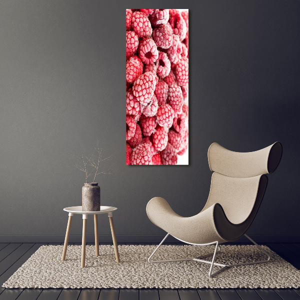 Cuadro decorativo en cristal con canto pulido vertical Frambuesas
