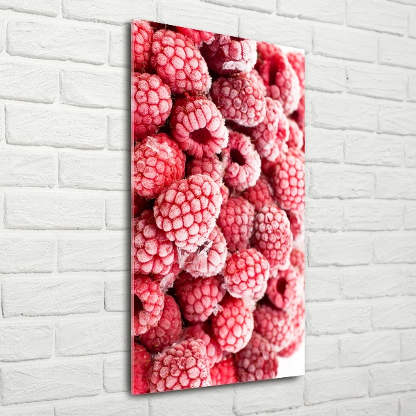 Cuadro decorativo en cristal con canto pulido vertical Frambuesas