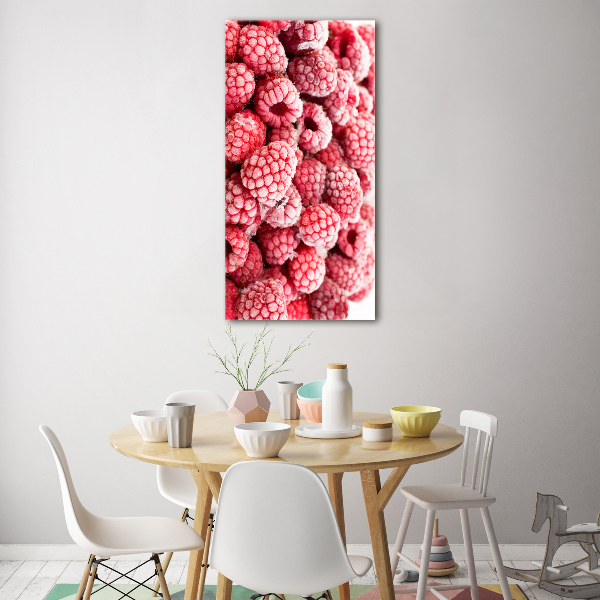 Cuadro decorativo en cristal con canto pulido vertical Frambuesas