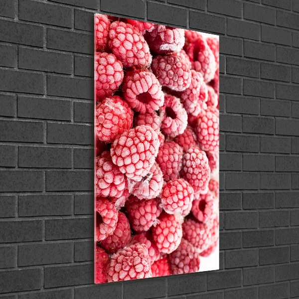 Cuadro decorativo en cristal con canto pulido vertical Frambuesas