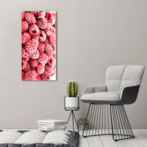 Cuadro decorativo en cristal con canto pulido vertical Frambuesas