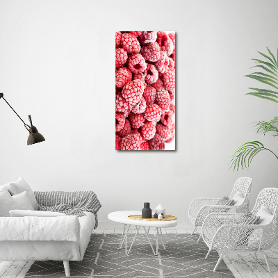 Cuadro decorativo en cristal con canto pulido vertical Frambuesas