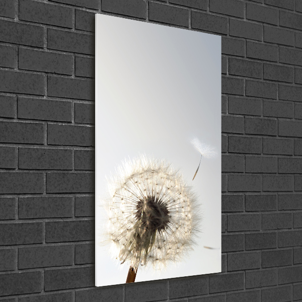 Cuadro de cristal moderno efecto brillo vertical Diente de león