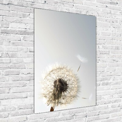 Cuadro de cristal moderno efecto brillo vertical Diente de león
