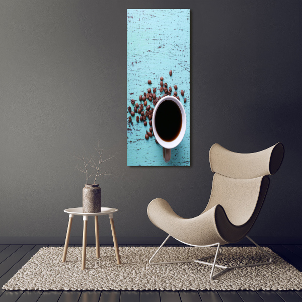 Fotocuadro de cristal elegante para hogar vertical Una taza de café