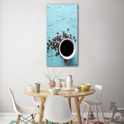 Fotocuadro de cristal elegante para hogar vertical Una taza de café
