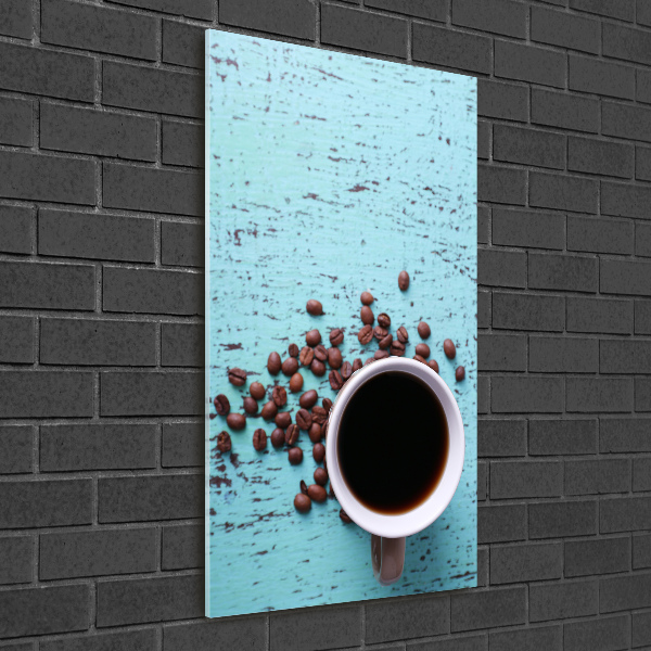 Fotocuadro de cristal elegante para hogar vertical Una taza de café