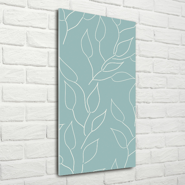Cuadro de cristal moderno efecto brillo vertical Hojas