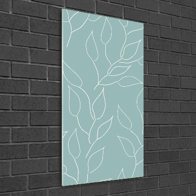 Cuadro de cristal moderno efecto brillo vertical Hojas