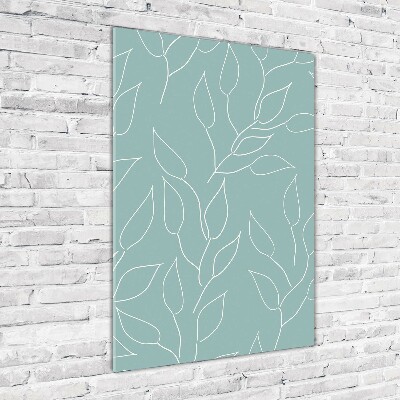 Cuadro de cristal moderno efecto brillo vertical Hojas