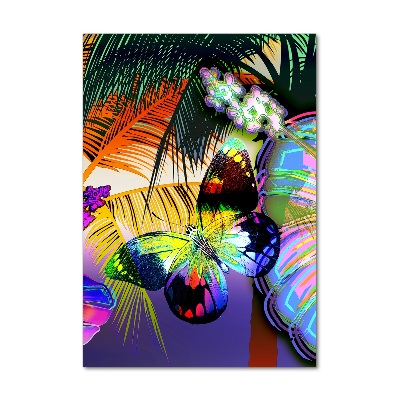 Fotocuadro de cristal elegante para hogar vertical flores de colores