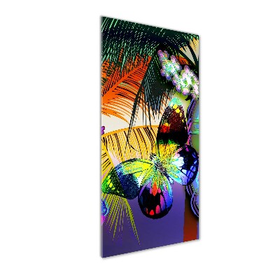 Fotocuadro de cristal elegante para hogar vertical flores de colores