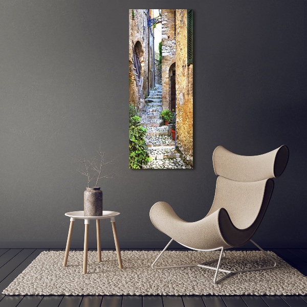 Fotocuadro de cristal elegante para hogar vertical calles italianas