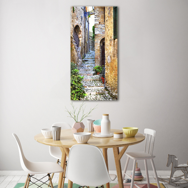 Fotocuadro de cristal elegante para hogar vertical calles italianas