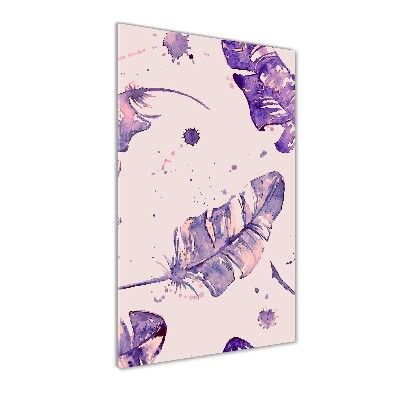 Fotocuadro de cristal elegante para hogar vertical plumas