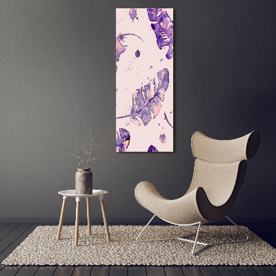 Fotocuadro de cristal elegante para hogar vertical plumas