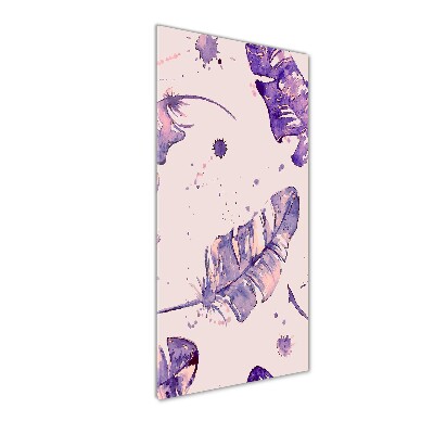 Fotocuadro de cristal elegante para hogar vertical plumas