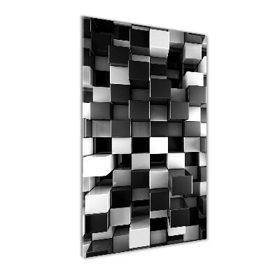 Cuadro decorativo en cristal con canto pulido vertical Abstracción cúbica