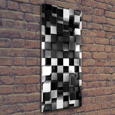 Cuadro decorativo en cristal con canto pulido vertical Abstracción cúbica