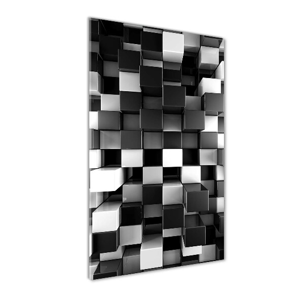Cuadro decorativo en cristal con canto pulido vertical Abstracción cúbica