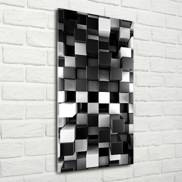 Cuadro decorativo en cristal con canto pulido vertical Abstracción cúbica